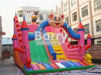 Cartoon Character Small Mobile Inflatable Slides For Children China BY-DS-043